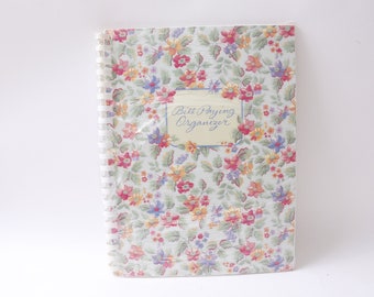 Bill Paying Organizer, Notebook, Floral Pattern, Blank, 11", Papier, Papeterie, vintage, ~ 221109-SM 20-02-70