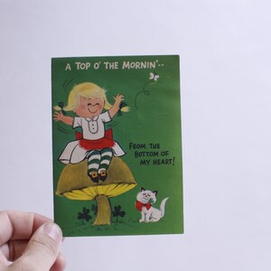 Cartão vintage do Dia de São Patrício, saudação de feriado retrô, cartão irlandês antigo, colecionável, cartão clássico, papel vintage ~ 230829-SM 420