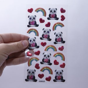 Dia dos Namorados, Panda, Amor, Amizade, Arco-Íris, Espumante, Folha de Adesivos, Romântico, Animais, Artesanato, Criação de Cartões, Vintage, ~ M-03-05