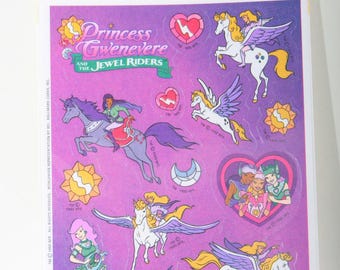 Princess Gwenevere and the Jewel Riders Stickers Autocollants Ambassador 1980s 80s Children Vintage Toys Vintage Nostalgia 545