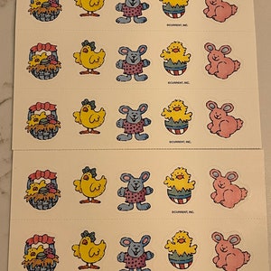 Páscoa, Ovos, Cesta, Frango, Coelho, Pintinho, Coelhinho, Feriado, Folha de Adesivos, Atual, Artesanato, Decoração, Criação de Cartões, Vintage, ~ 20-01-938