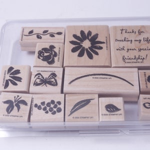 Jardín De Acuarela, Flores, Mariposa, Amistad, Stampin Up, Set De Sellos, Madera, Goma, Sellos de Mensaje - Vintage, Fabricación de Tarjetas ~ 20-30-1051