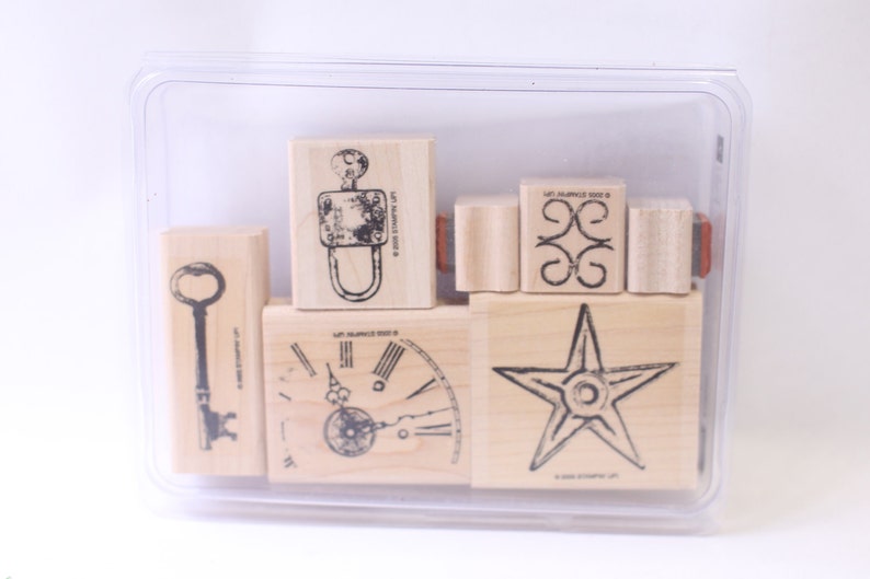 Simple Lock Stamp Clock, Key, Star, Lock, Message Stamp Set, Stampin' Up, Card Making ...