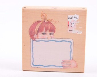 Meisje, Vrouw, Teken, Gezicht, Blank, Rubber stempel, Vintage, Ambacht, Kaart maken, Plakboek, Enkele Stempel ~ 20-01-133