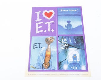 E.T. Extra Terrestrial Alien Vintage Single Sticker Sheet 1980's Sticker Collecting Hallmark Craft ~ 20-01-194