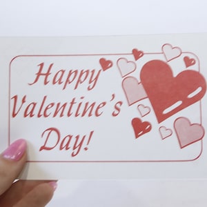 Happy Valentine's Day, Rote Herzen, Valentinskarte, Weiß-Rot, Postkarte, Farbbild, Basteln, Dekor, Vintage, Sammlerstück, ~ WH-05 1261