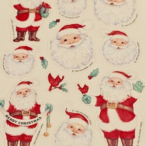 Natal papai noel animais vintage única folha de adesivo 1982 sucata reserva hallmark 1982 adesivo coleta artesanato ~ G-13