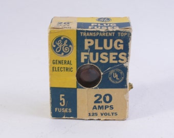 General Electric, Stecksicherungen, 20 Ampere, 125 Volt, 5 Sicherungen, Kabelschutz, Küche, Werkzeug, Vintage, Sammlerstück, ~ 230202-14943 953
