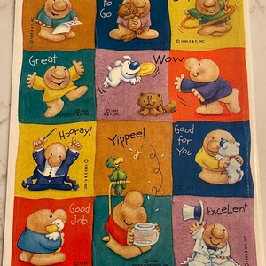 Ziggy, Schule, Lehrer, Nachricht, Motivation, Bildung, Kinder, Aufkleberbogen, 1995, Handwerk, Dekor, Kartenherstellung, Vintage, ~ 20-01-936