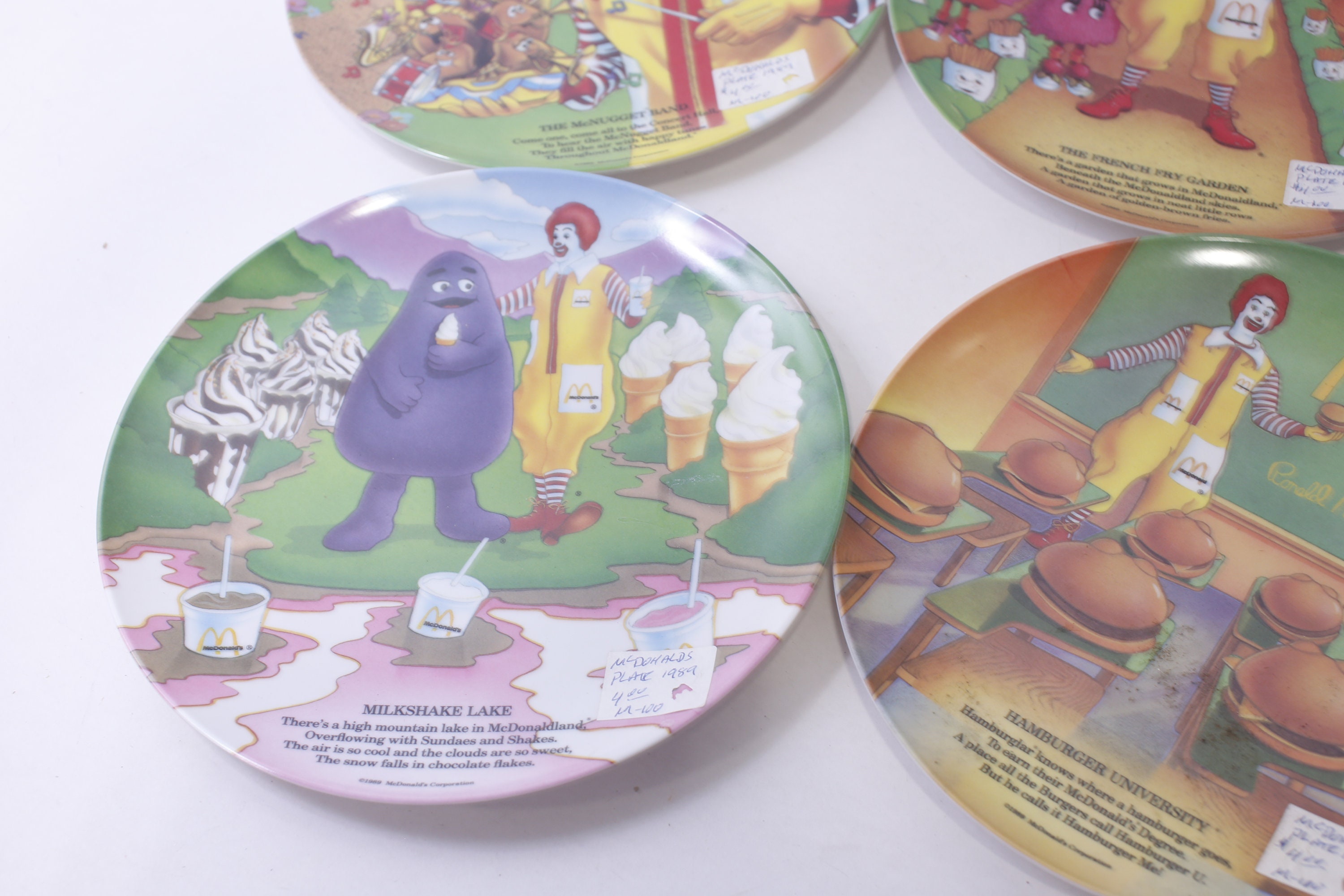 Mcdonald's Plates, Set of 4, Ronald Mcdonald, 1989, Birthday