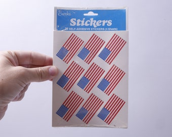 The American flag, US Flag, Stars and Stripes, Sticker Sheet, Set of 4, Eureka, Card Making, Vintage, ~ 20-01-15