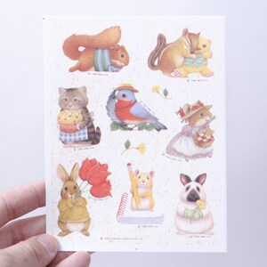 Lustige, Tiere, Ostern, Frühling, Stickerbogen, Katze, Kaninchen, Eichhörnchen, Hallmark, 1988, Bilder, Kinder, Vintage, Kollektion ~ 20-01-20 AA