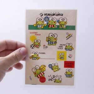 Sanrio, Keroppi, Rana, Hoja de pegatinas, Deportes, Frases, Emociones, Nombre, Kurukuru, Personajes de dibujos animados, Fabricación de tarjetas, Vintage, ~ 20-29-1020