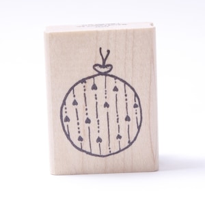 Ornement, Boule, Ballon, Noël, Ouï, Gouttes, Azadi Eades, Timbre de message, Bois, Caoutchouc, Tampon, vintage, Fabrication de cartes, ~ M-05-04