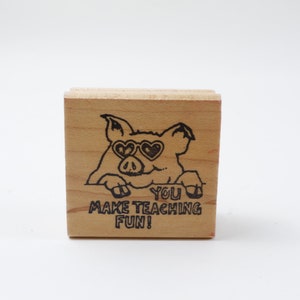 Cerdo, Gafas, Enseñanza, Sello, Sello de Goma, Madera, Stampin Up, Vintage, Fabricación de Tarjetas, ~ 289