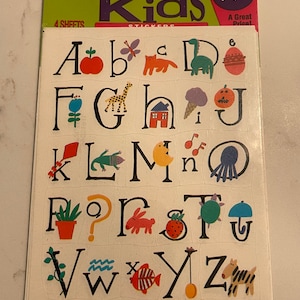 ABC, Alfabet, Letters, Objecten, Tekens, Stickervel, Set van 4, Ambassadeur, Ambacht, Decor, Kaarten maken, Vintage, ~ 20-32-1114
