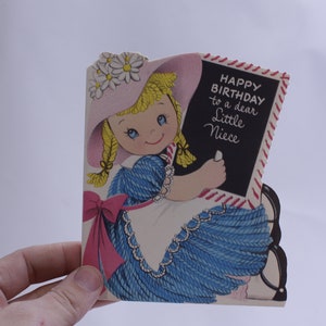 Little Girl Writing on a Chalkboard, Happy Birthday to a dear Little Niece, Greeting Card, Folding, Craft Project, Memorabilia, ~ WH-2 1269