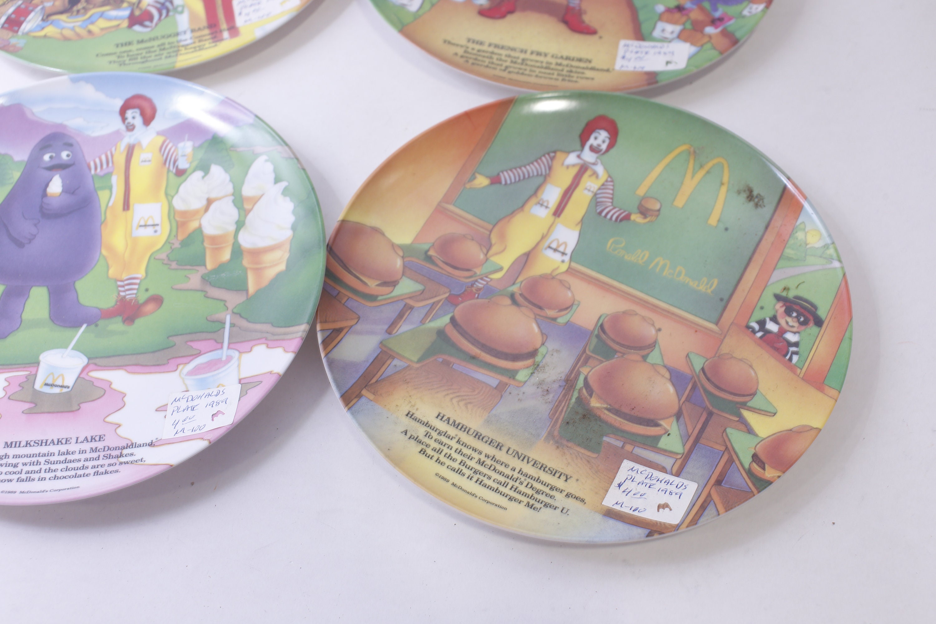 Mcdonald's Plates, Set of 4, Ronald Mcdonald, 1989, Birthday