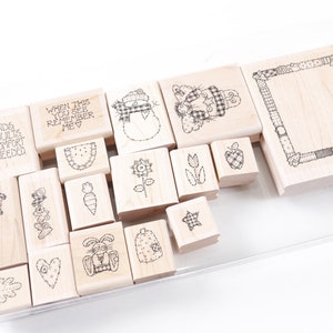 Le trapunte danno conforto, set di francobolli, timbro di gomma, legno, stampaggio, vintage, creazione di cartoline, ~ 634