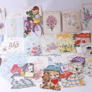 1960s Retro Greeting Cards Set, Birthday, Get Well, Valentine, Mother's Day, Anniversary, Craft Project, Nursery Decor, ~ 240912-WH 1226