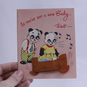 Adorable Panda Couple with Their New Baby Panda, Greeting Card, Folding, Paper, Craft Project, Memorabilia, ~ WH-2 1269