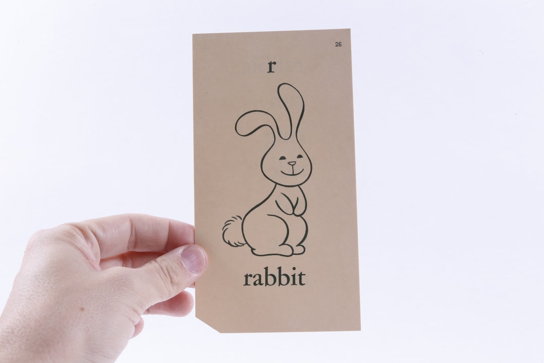 R RABBIT - Flash Card, Two-sided, Sepia, Aged, Vintage, Antique, Sight ...