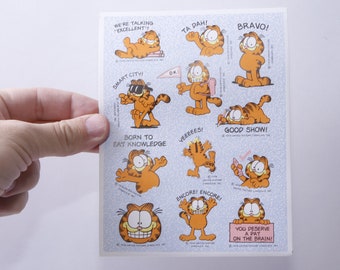 Garfield, Cat, Teacher, School, Motivation, Phrases, Words, Sticker Sheet, Cartoon Character, Kids, Craft, Card Making, Vintage, ~ M-15-03