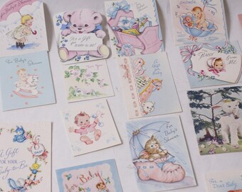 Lote de tarjetas de felicitación vintage de los años 50 y 60 para recién nacidos, ideales para scrapbooking y proyectos de manualidades ~ 260521-WH 779