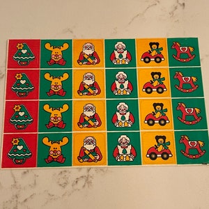 Natal, fofo, árvore, rena, Papai Noel, ursinho de pelúcia, cavalo de balanço, folha de adesivos, artesanato, decoração, confecção de cartões, vintage, ~ 20-01-948