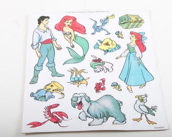 La Sirenita, Vinilo, Adhesivos para Ventana, Set, Arte de Rosas, Colorforms, Pegatinas Vintage de Walt Disney, Ariel, Eric, Flounder, Sebastian - 20-01-119