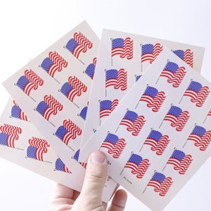 Amerikanische Flagge, US Flagge, Winken, Stars und Stripes, 4. Juli, Aufkleber Bogen, Handwerk, Kartenherstellung, Vintage, ~ 20-01-972
