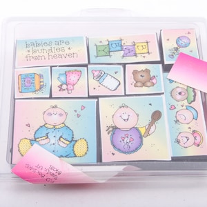 Sello de goma, Baby Shower, Felicitaciones, Nuevo bebé, Juego de sellos, Vintage, Tarjeta de felicitación, Scrapbooking, Manualidades ~ 20-01-194