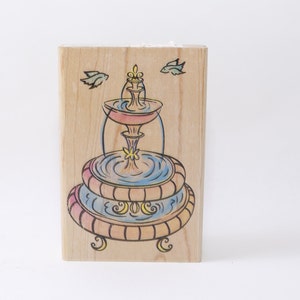 Fountain, Birds, Message Stamp, 4", Card Making, Hobby, Kids Craft, Stationery, Vintage, ~20-01-451