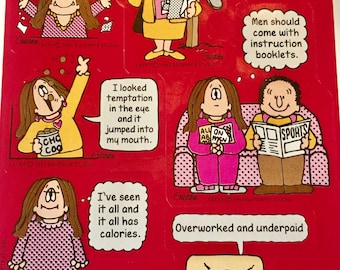 Cathy Kathy Guisewite Studio Funny Sayings Single Woman Vintage Single Sticker Sheet 1980 Collecting Craft ~ 443 23