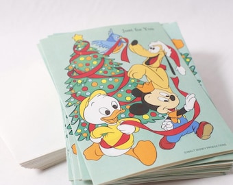 Lote de 20 tarjetas navideñas vintage de Mickey Mouse de Disney de los años 80 con sobres ~ 260521-WH 724
