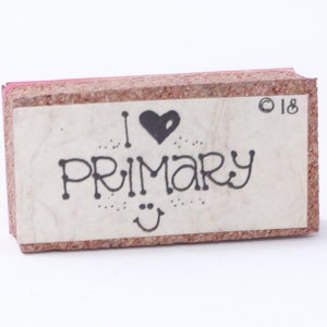 I Love Primary, Iglesia SUD, Sello de mensaje, Madera, Caucho, Sello, Vintage, Fabricación de tarjetas, ~ 20-01-143