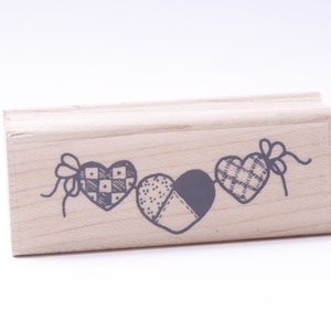 Cœurs, Ornement, Saint-Valentin, Noël, Imagine That, 1990, Timbre message, Bois, Caoutchouc, Timbre, vintage, Fabrication de cartes, ~ M-05-04
