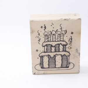 Gâteau d’anniversaire, Fête, Bois, Caoutchouc, Timbre de message, 3 », Lignes de crochet et encreurs, Fabrication de cartes, Artisanat pour enfants, Passe-temps, Papeterie, ~ M-11-08
