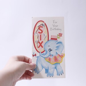 Blue Elephant, Birthday, 1960S, Age 6, Rust Craft  Greeting Card, USED, Folding, Paper, Craft, Memorabilia,Vintage , 250416-WH 194