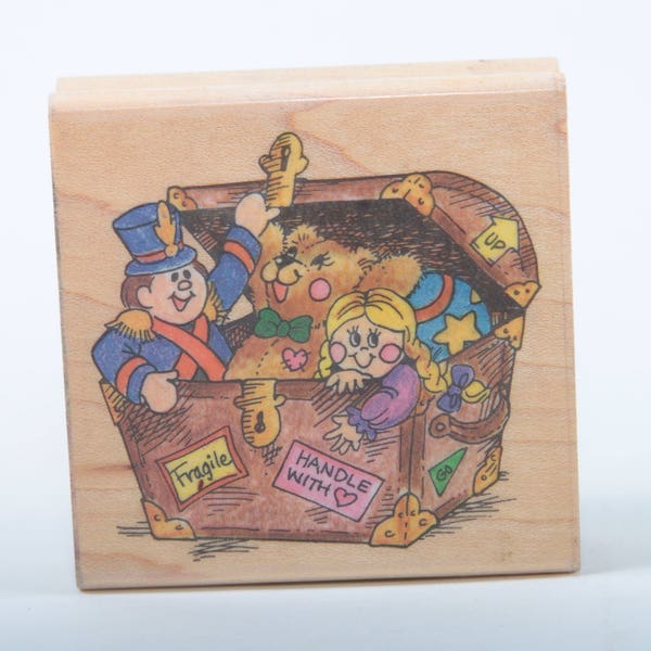 Toy Treasure Trove, Stampendous, Toy chest, Fun Stamps, Single Stamp, Wood Mounted, Rubber, Vintage, Scrapbooking ~ 20-01-20