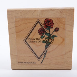 Livre de bibliothèque Signature Flowers 1993 Charles M. Doss - tampon message - tampon en bois - vintage - fabrication de cartes ~ 41