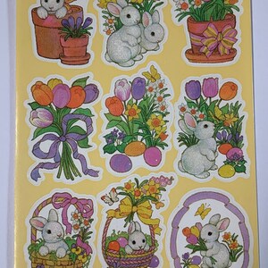 AGC Osteraufkleber Hase Tulpe Blumen Osterei Einzel Sticker Blatt 80er Jahre Vintage Kinder Sticker ~ 20-01-292