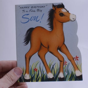 Cute Little Horse, Happy Birthday To a Fine Big Son, Greeting Card, Folding, Paper, Craft Project, Memorabilia, ~ WH-2 1269