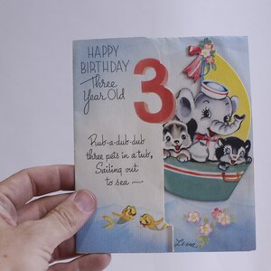 Alles Gute zum Geburtstag, 3 Jahre alt, Tiere, Boot, Grußkarte, Gedanken, personalisiert, Feiern, von Herzen, künstlerisch, handgeschrieben ~WH-013 221