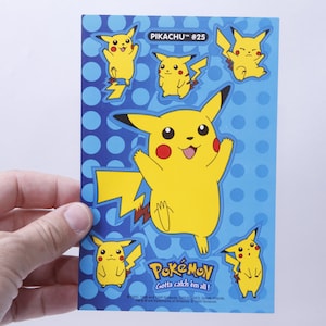 Pokemon, Pikachu, No 25, Sticker Sheet, Nintendo, 1999, Cartoon Characters, Pictures, Children, Vintage, Collection ~ 20-01-20 AA