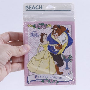 Disney, La Bella y la Bestia, 8 Invitaciones, Tarjetas y Sobres, Producción de Playa, Fotos, Colección, Vintage ~ 20-01-126