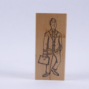 Businessman, Mann, Anzug, Aktentasche, Gentleman, Büroangestellter - Nachrichtenstempel - Holzstempel, Stempel - Vintage - Kartenherstellung ~ 104
