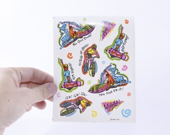 Sports, Сycling, Surfing, Skateboarding, Sticker Sheet, Hallmark, Funny Phrases, Lifestile, Pictures, Children, Vintage ~ 20-01-159 AA BB