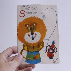 Joyeux 8e anniversaire, carte Lion, carte de voeux, personnalisé, célébrer, sincère, artistique, manuscrit ~ WH-013 213