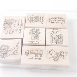 Girl Talk, bloemen, wensen, stempelset, rubberen stempel, houten, Stampin Up, Vintage, kaart maken, ~ 881